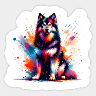 Vibrant Lapponian Herder in Splash Art Style Sticker